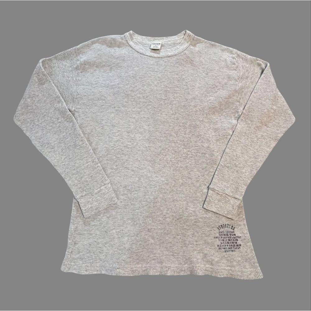 Vintage Y2K Structure Men's Large Waffle Knit Thermal Long Sleeve Shirt Layer
